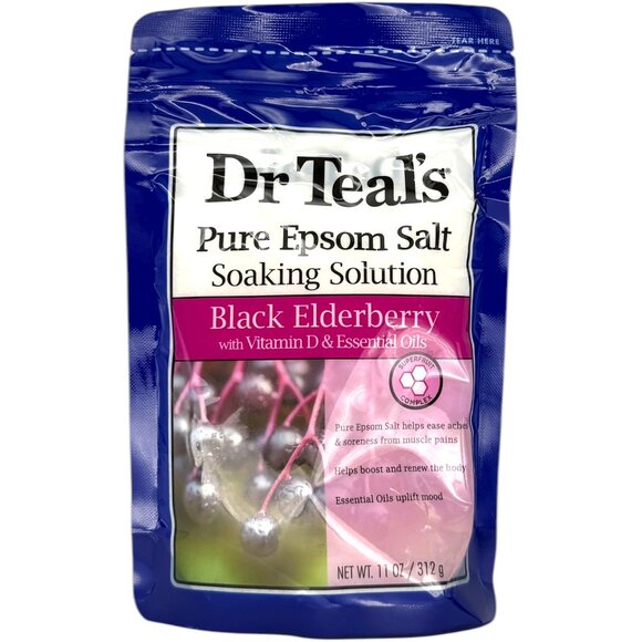 Dr Teal's Epsom Salt Bath Soak Gift Set 3pc Relax Relief Melatonin & Elderberry - Picture 6 of 7
